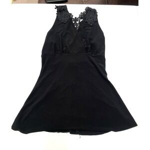 Vintage Women's MKM Design Sleeveless Tank Top Crochet Back‎ Black Whimsigoth